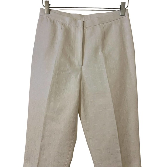 Alberto Makali Cream Abstract Textured Patterned High Waist Flat Front Pants - 8 - Picture 2 of 10